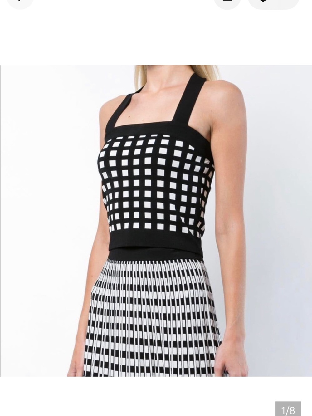 10 Crosby Derek Lam Black & White Check Knit Top